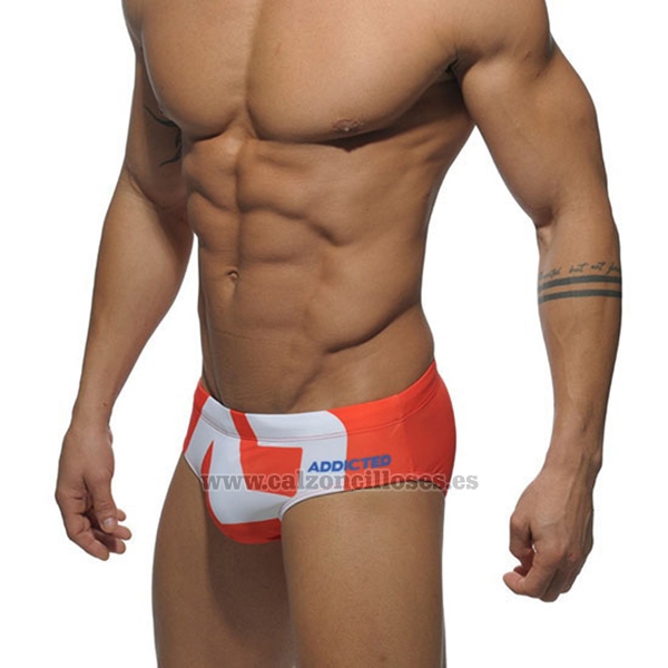 Slip Natacion Addicted Hombre Naranja Blanco 